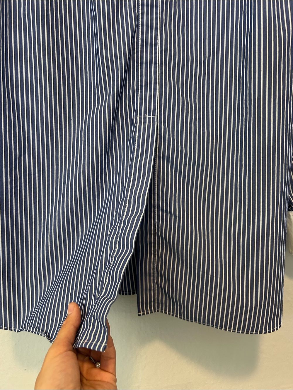 Truth Navy and White Pinstripe Button-Down Shirt with White Collar - Picture 10 of 12